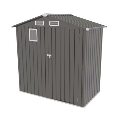 Remise de rangement extérieure en métal 6 x 3,6 pi, remise à outils avec toit en pointe imperméable avec fenêtre transparente et porte verrouillable
