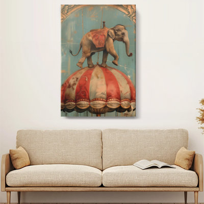«Nostalgic Vintage Elephant on Circus Tent Dome», impression sur toile