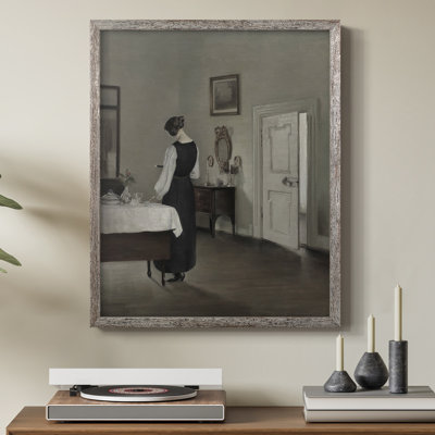 Reproduction encadrée vintage en bois massif avec impression de portrait rétro