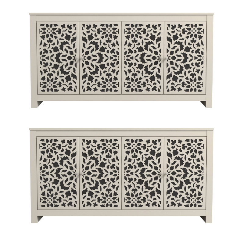 Arrastia Traditional Coordinated Dining Storage Sideboard Set Of 2, Parchment