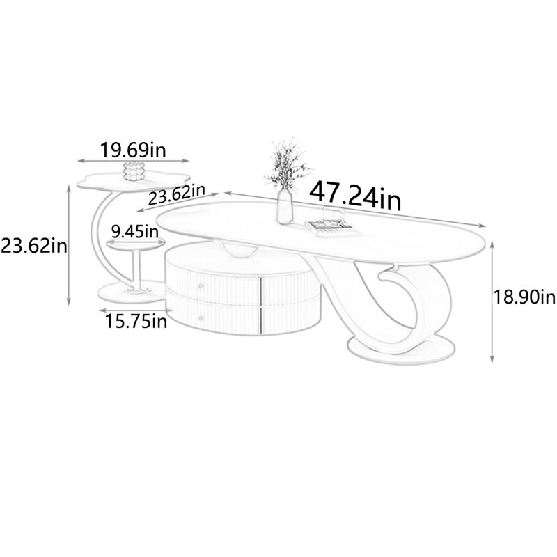 Cream style creative Premium rock plate tea table