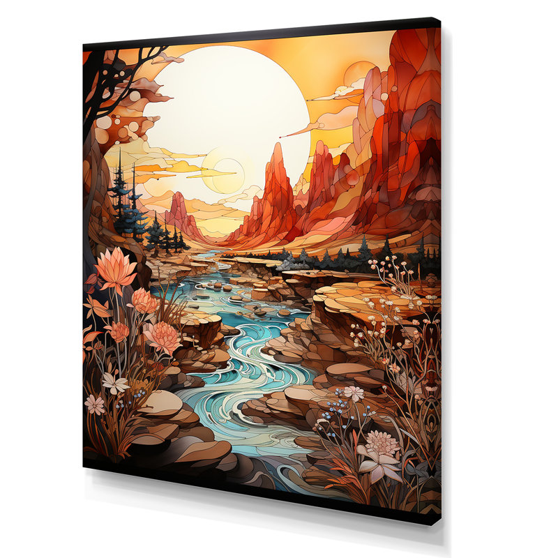 Paysage amérindien Navajo II, Toile tendue, H 20 po x l 12 po x P 1 po