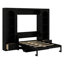 Grand lit plateforme escamotable avec tablette, armoires latérales, tiroirs de rangement et éclairage DEL-2120325578