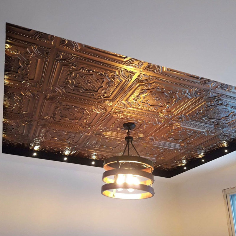Elizabethan Shield Aged Copper PVC 2' x 2' Ceiling Tile Set