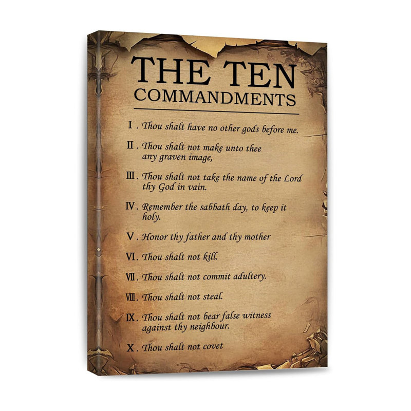 «Ten Commandments Canvas Wall Art Verse Decor»
