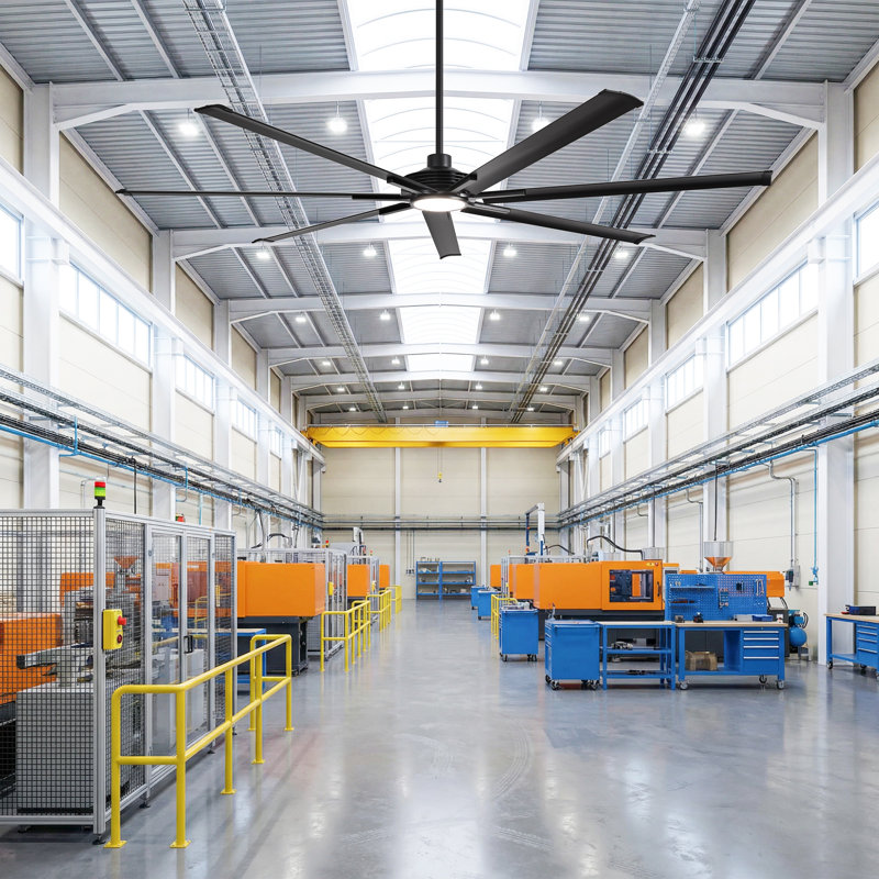 120" 7 Aluminum Blades Extra Large Commercial Industrial Ceiling Fan With LED Lights And Remote Control For Warehouse Garage Gym