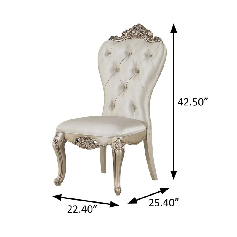 Chaise d'appoint l 22,4 po (ensemble de 2), tissu crème et ivoire doré