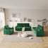 3 - Piece Velvet Living Room Set, Upholstered Sofa With Storage, USB Charging Ports & Cup Holders