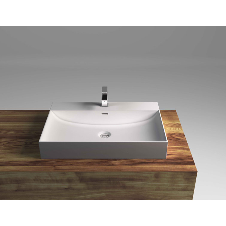 Cantrio SolidTech Matte White Acyrlic Composite Single Sink with 25" x 16.5" Dimensions