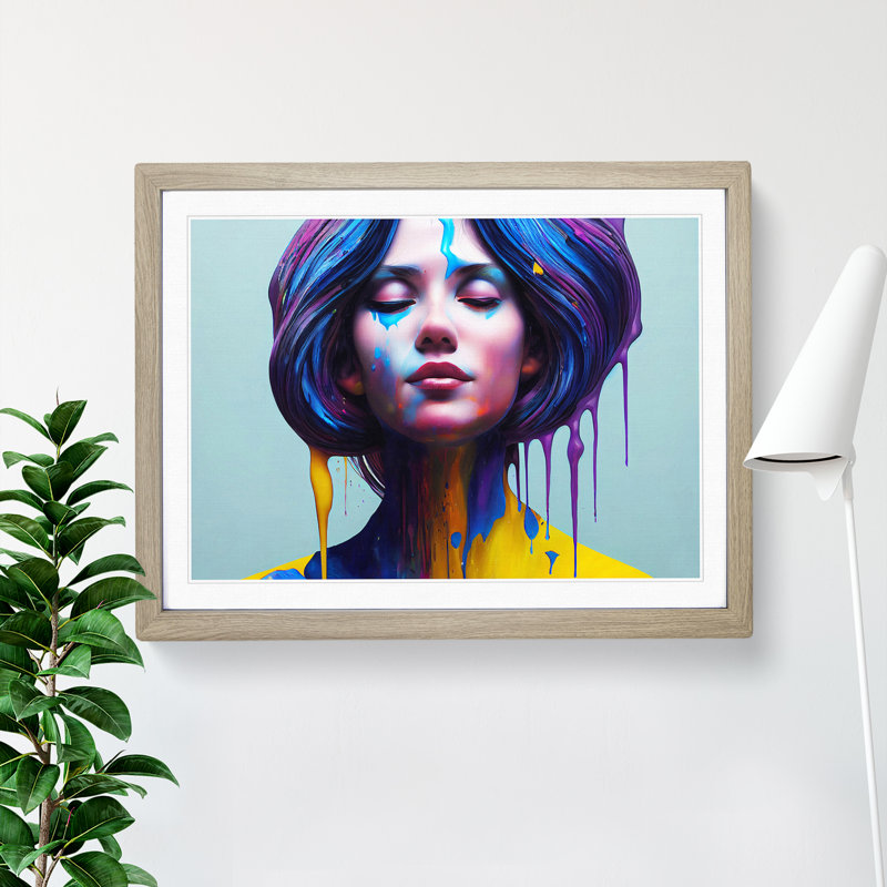 XH1022-10296X Woman Painted Vol.2 Abstract - Single Picture Frame Print, 25cm H x 34cm W x 2cm D, Oak Framed