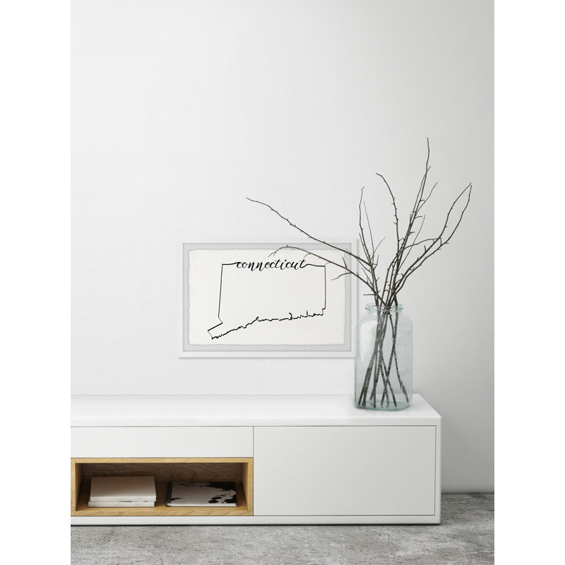 Connecticut Map Outline - Cadre photo, impression d'art textuel sur papier, H 8 po x l 12 po x P 1,5 po