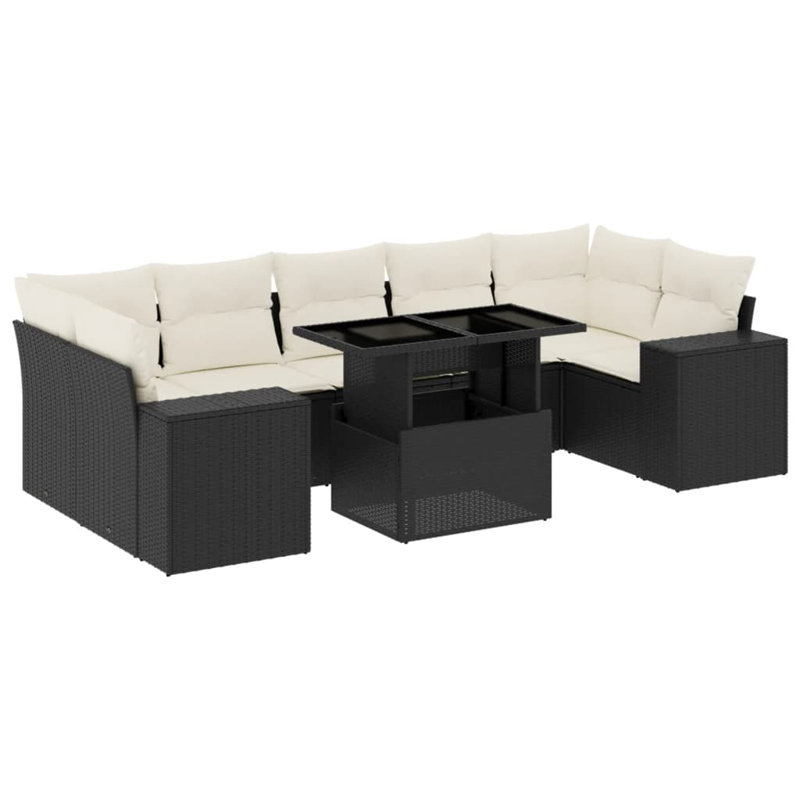 Ensemble de canapé de jardin Vidaxl noir, blanc crème