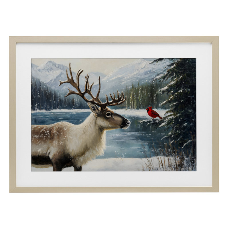 «Christmas Conversation In Wild», reproduction encadrée sous verre, design par Petal Prints Design, H 14 po x l 20 po
