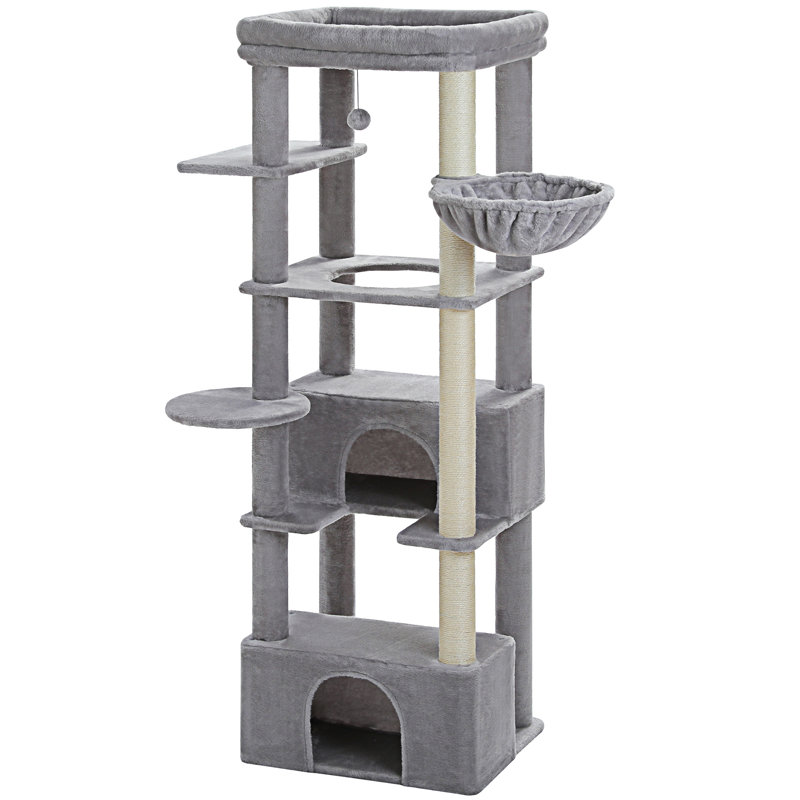 68'' Gray Heavy Duty Cat Tree with Hammock and Condos