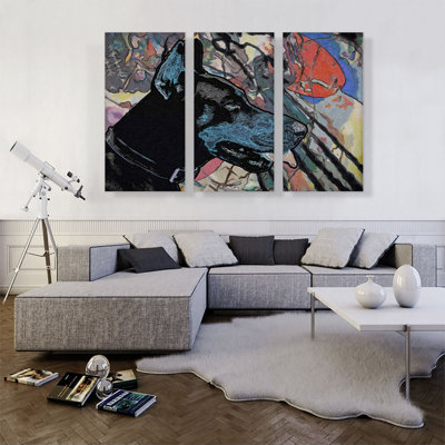 " Doberman Dog Breed Colorful Abstract " 3 - Pieces Painting Print