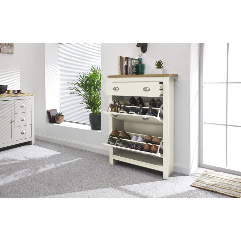 Renningers 12 Pair Shoe Storage Cabinet, Cream