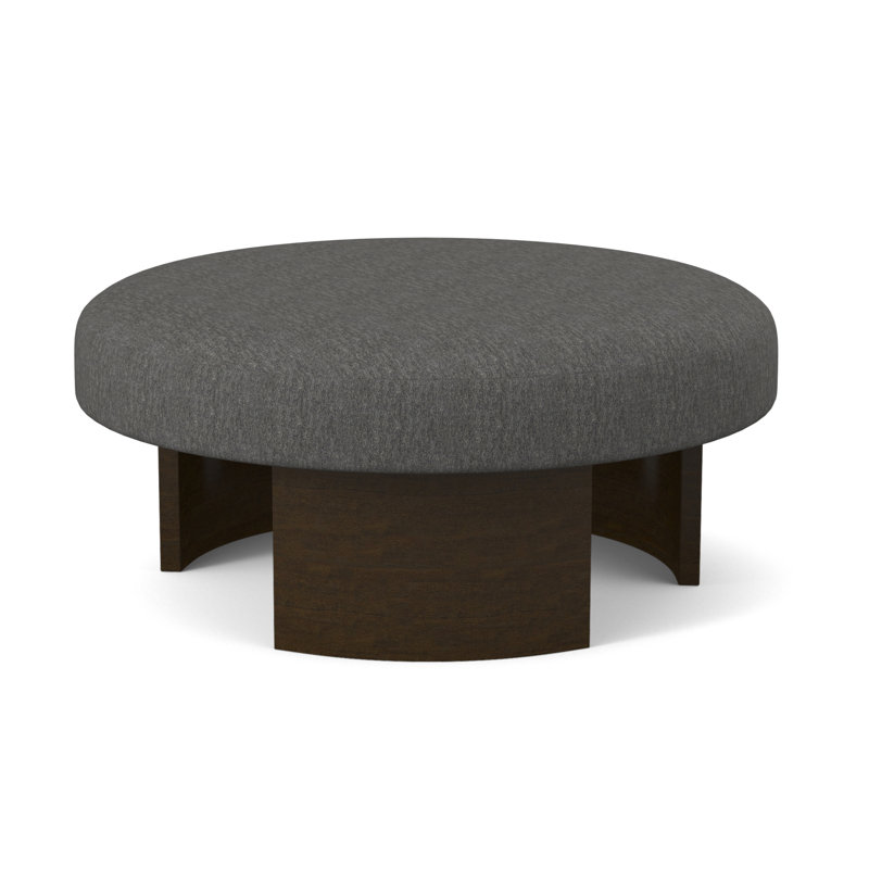 Eclipse Round Ottoman, American Walnut, Libby Linen