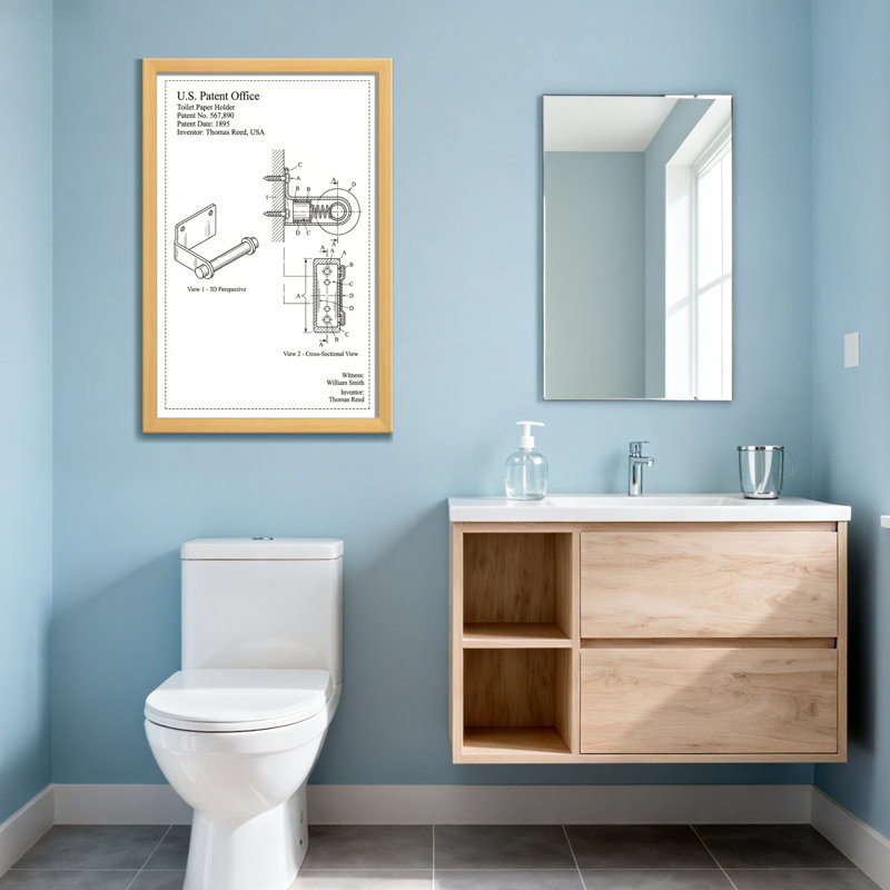 Schéma de brevet pour porte-papier hygiénique Bath & Laundry, H 24 po x l 16 po, Toile tendue, Ne s’applique pas