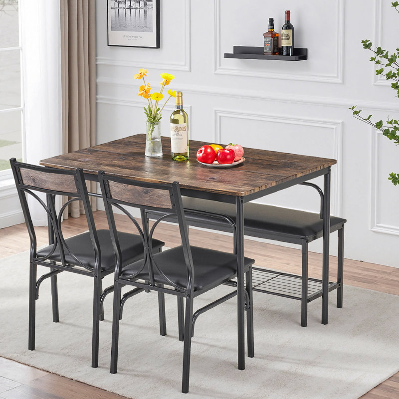 Ensemble de table de salle à manger pour 4 bancs rembourrés et 2 chaises