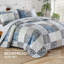 Ensemble de couvre-lit matelassé à motif floral vert avec taies décoratives, ensemble d'édredon léger toutes saisons - 90 po-123165401-123165404