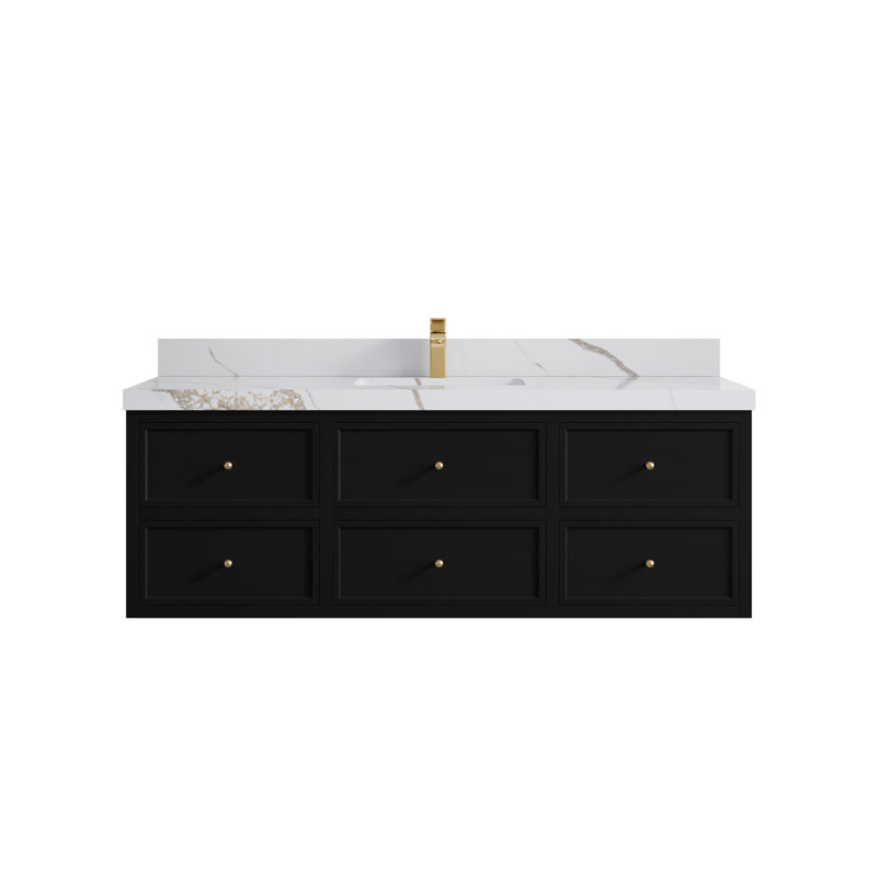 Ensemble de meuble-lavabo simple 60 po Roswell, 2 po - or Calacatta
