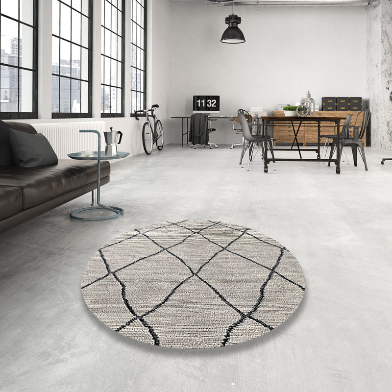 Alyus Geometric Indoor Rug, Round 4'