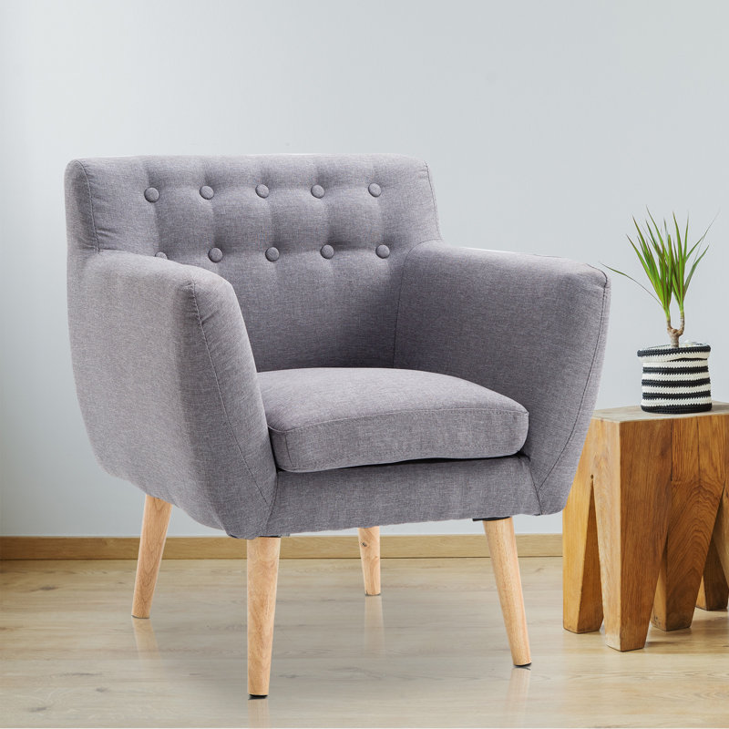 Fauteuil capitonné de 26,8 po Lavigne, Gris clair