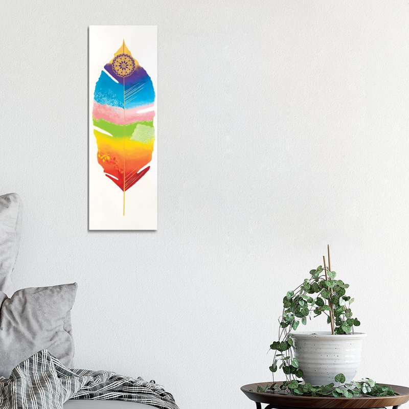 Chakra Feather No.1 by Lisa Frances Judd - Wrapped Canvas Panoramic Print, 30.48 cm H x 91.44 cm W x 3.175 cm D