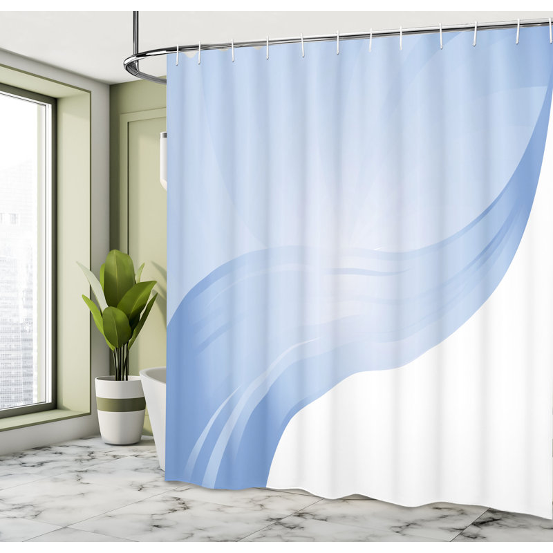Ensemble de rideau de douche + crochets, H 75 po x l 69 po, Azure pâle