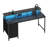 40 Inch Black Fixed Home Office Desk, 4 Drawers + Storage Shelf with LED Light & Power Strip-873874425-873874428