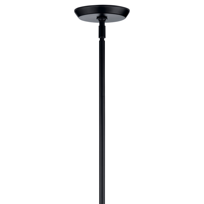 Convertible Modern Adjustable Chandelier with Opal Glass, Satin Black, 8, 31.25" H x 26.5" W x 52.5" D