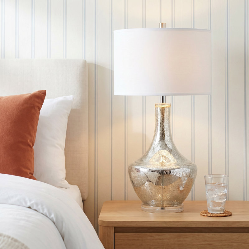 Barrington Glass Table Lamp, Silver