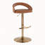 Ensemble de 3 tabourets de bar réglables, structure en métal doré avec similicuir brun clair et repose-pieds en T-1687716711-1687716713