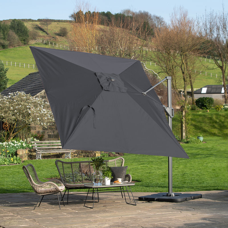 Batson 350cm X 260cm Rectangular Cantilever Parasol, Black, Grey