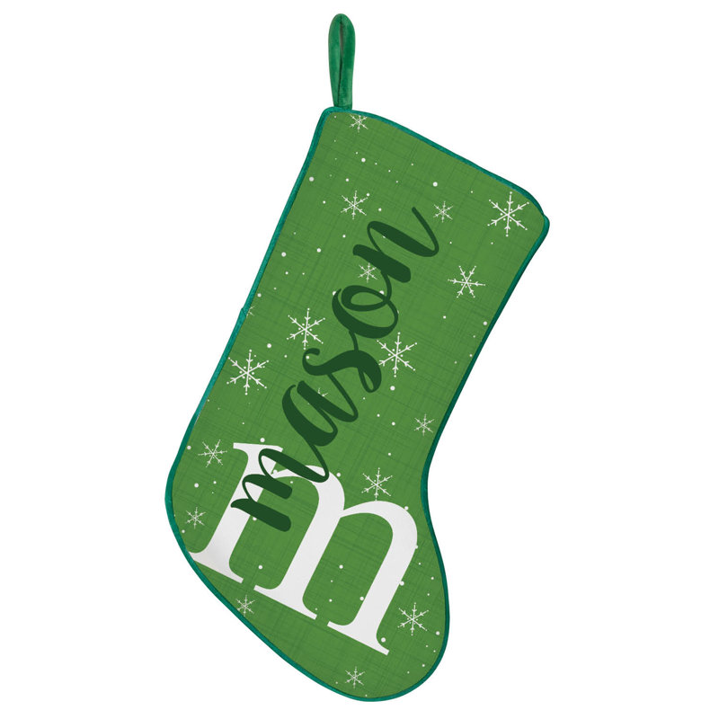 Nom avec bas de Noël à garniture verte personnalisée, Oui