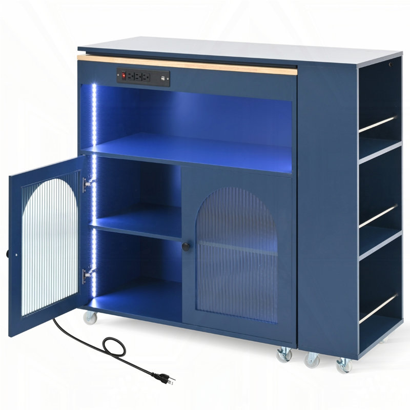 Îlot de cuisine roulant avec table allongée, Marine