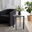 Table d'appoint avec plateau rond géométrique et base élégante - Accent moderne pour le salon ou les petits espaces - Table de bout étroite pour la décoration intérieure - 22,5 po, noir et blanc