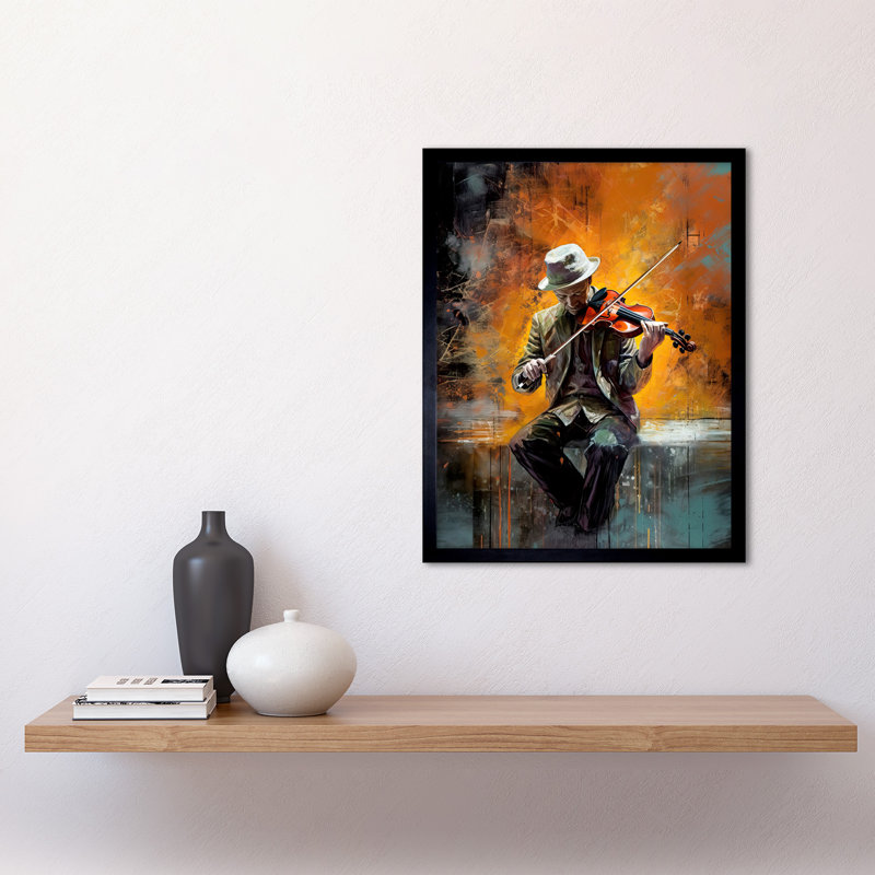 Sharo Street Musician Playing Jazz Music On His Violin - Single Picture Frame Print