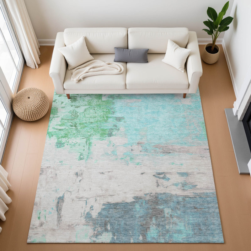 Tapis abstrait lavable à la machine Premium, Rectangle 10 pi x 14 pi