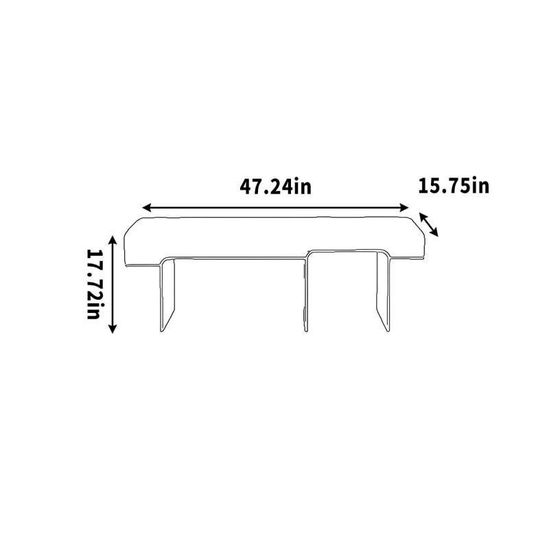 Banc de rangement simple, H 17,72 po x l 47,24 po x P 15,75 po
