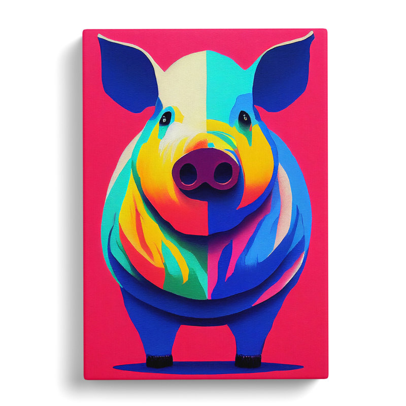 Winigan Pig Crayon - Wrapped Canvas, 76cm H x 50cm W x 3cm D