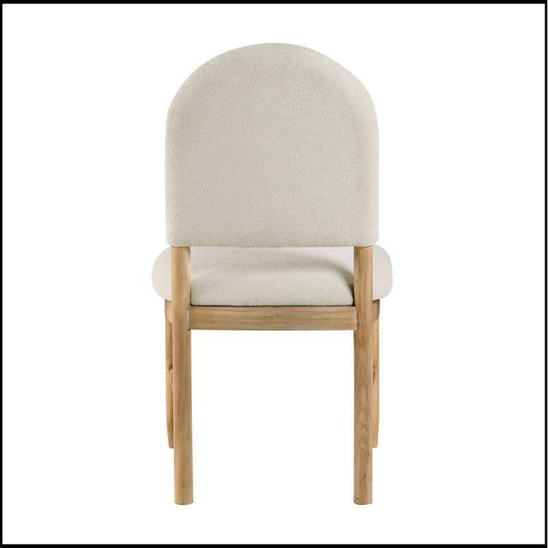 Ensemble de 2 chaises d'appoint à finition naturelle, dossier rembourré en tissu beige, luxe classique et confort moderne