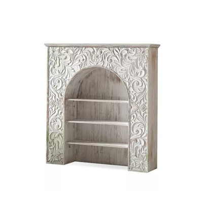 Beige Solid Wood Freestanding Fireplace