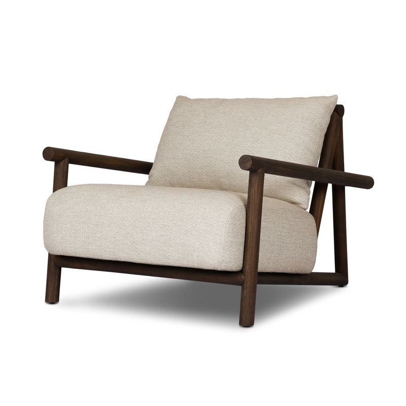 Chaise de patio en teck avec coussins Ingo, Teinté brun selle