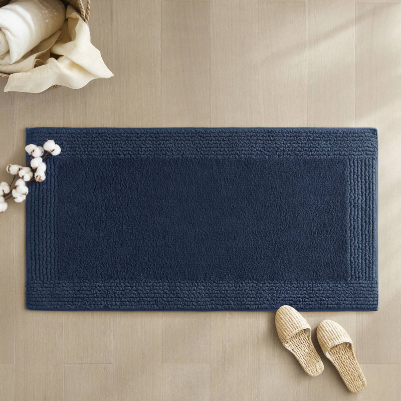 Tapis de bain réversible 100% coton touffeté 3000 g / m², Simple - L 60 po x l 24 po, Marine