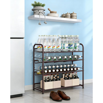 Stackable 4-Tier Metal Shoe Rack, Slanted Shelves, 16 Pairs