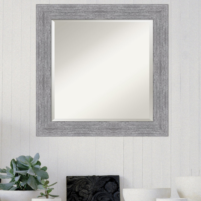 Miroir mural de salle de bain Roulston, Gris, 25 po x 25 po