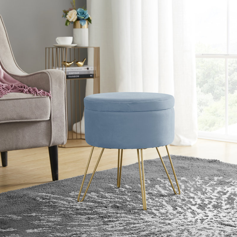 Wolfeboro Velvet Ottoman, Dusty Blue