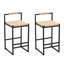 Set of 2 Bar Stools with Back, Woven Counter Height Dining Chairs for Kitchen and Home Decor-1891103742
