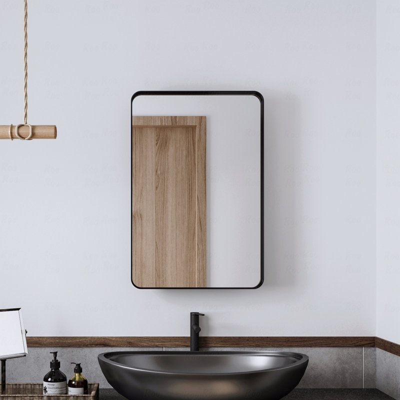 20X30 Inch Recessed Black Metal Framed Bathroom Medicine Cabinet With Mirror And Adjustable Shelves Black Wall Mirror With Storage